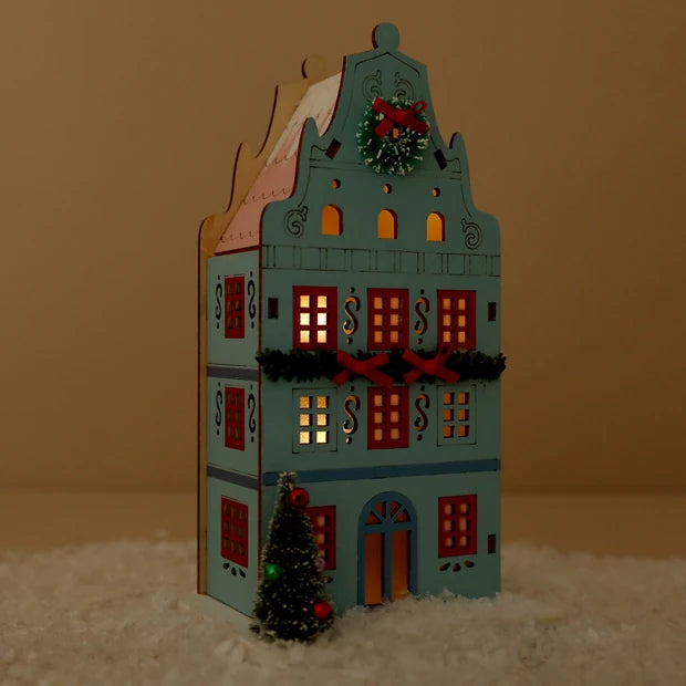 Blue Wooden LED House