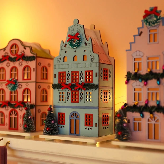 Blue Wooden LED House