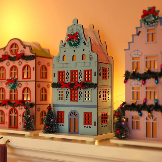 Blue Wooden LED House