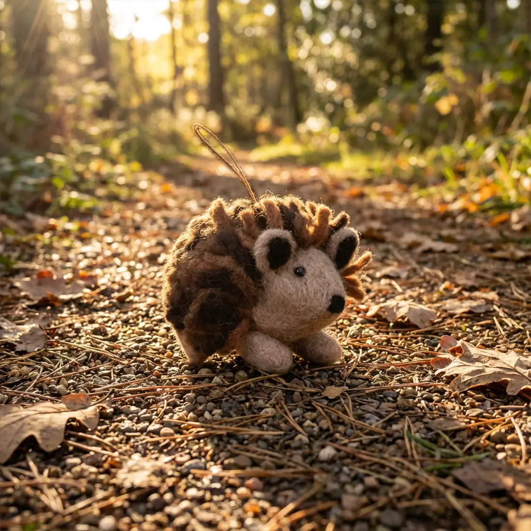 Handmade Felt Hedgehog Hanging Decoration