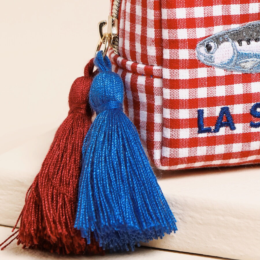 Red & White Gingham Fish Pouch