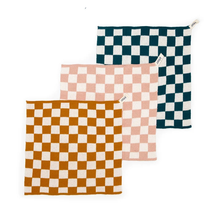 Pack of 3 Reusable Check Dishcloths - 4 designs