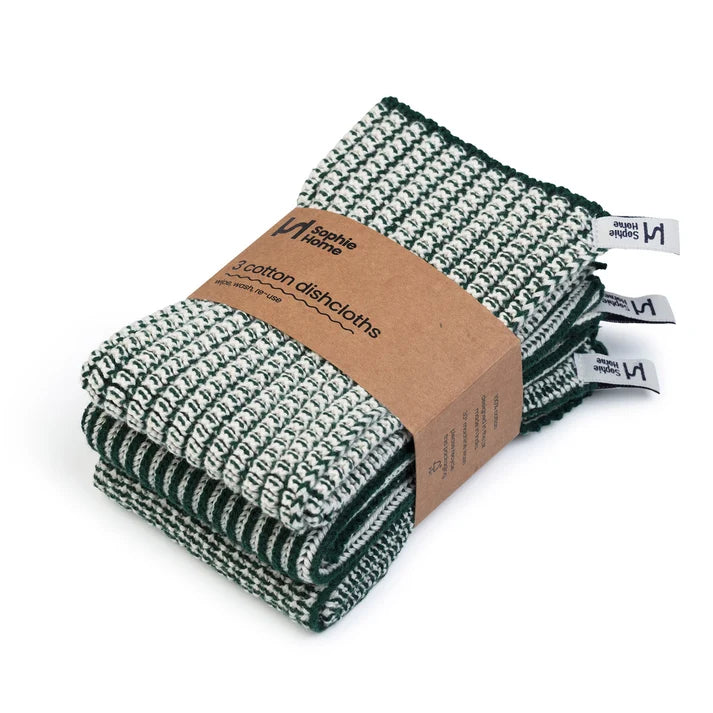 Pack of 3 Reusable Check Dishcloths - 4 designs