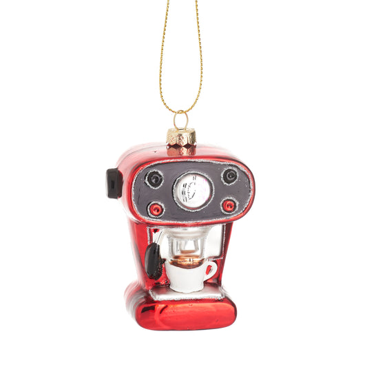 Glass Coffee Machine Bauble Decoration