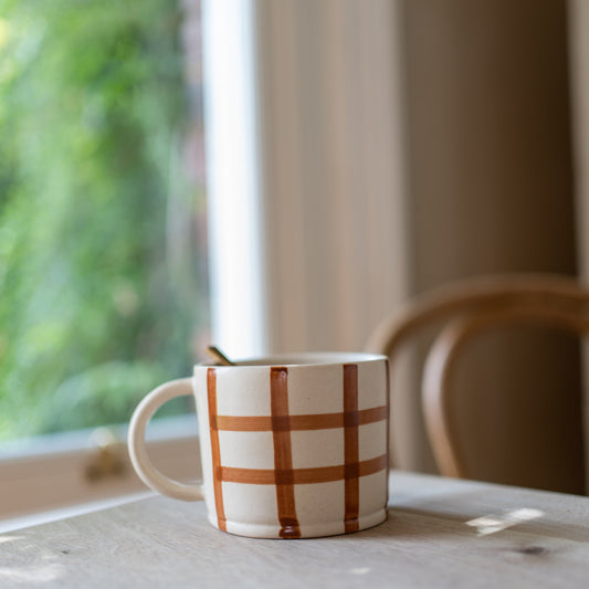 Gingham Check Mug - Ginger