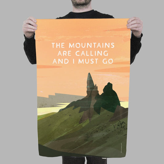 The Mountains are Calling Tea Towel