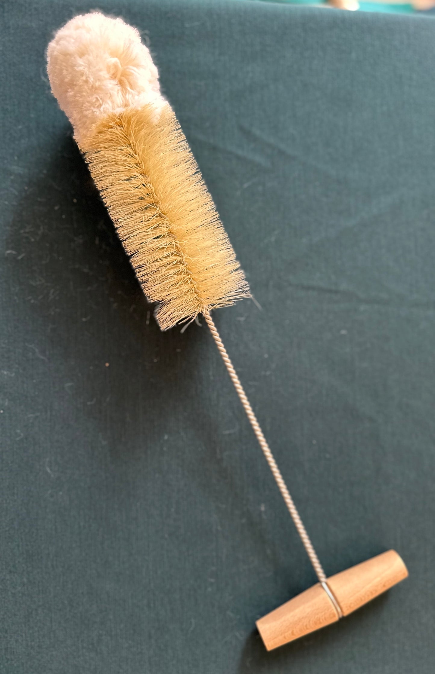 Cleaning brush with wooden grip