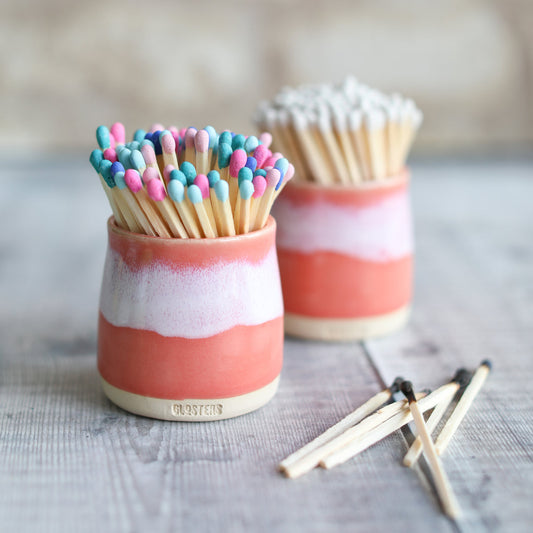 Handmade Coral Pink Match Pot