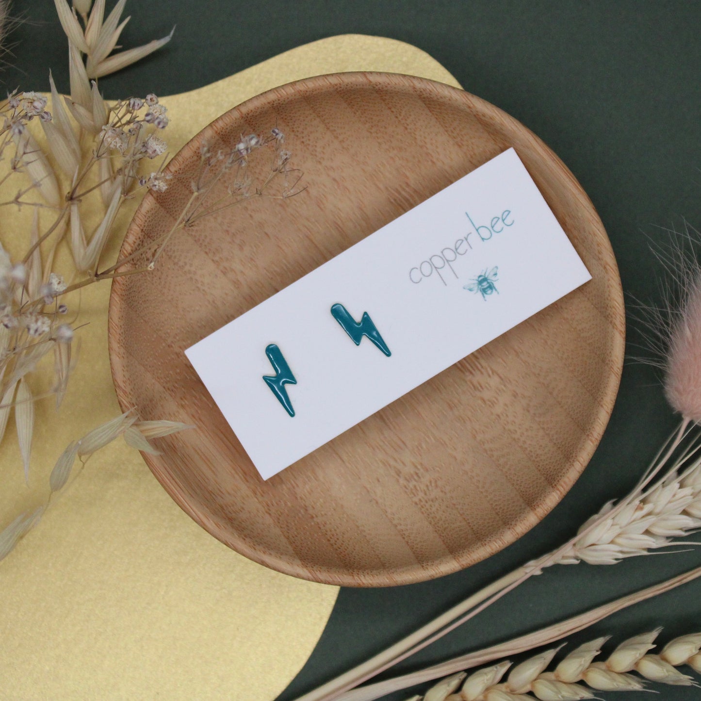 Teal Lightning Studs