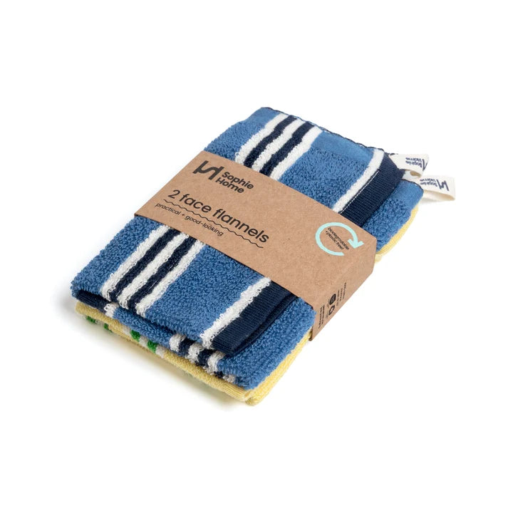 2 pack Striped Terry Towelling Flannel - 2 designs