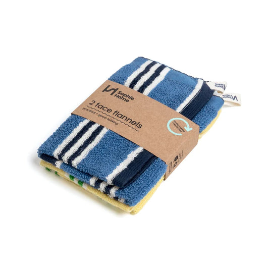 2 pack Striped Terry Towelling Flannel - 2 designs