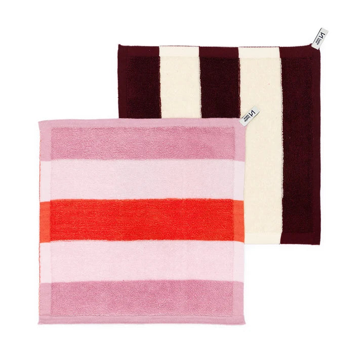 2 pack Striped Terry Towelling Flannel - 2 designs
