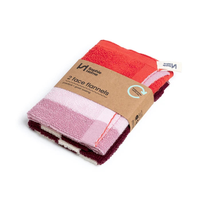 2 pack Striped Terry Towelling Flannel - 2 designs