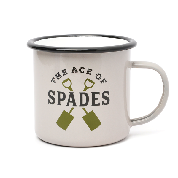 Enamel Mug - Cream & Dark Green - The Ace of Spades