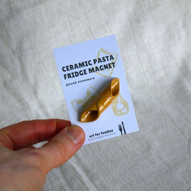 Garganelli Ceramic Pasta Fridge Magnet in Plain Glaze