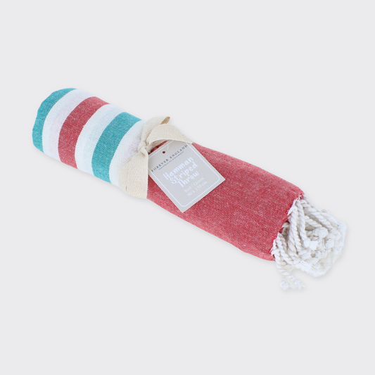 Hammam Striped Towel /Throw -Red/Green