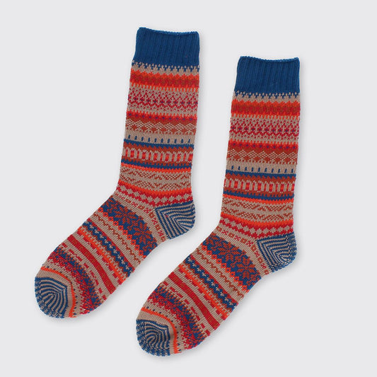 Men's Fairisle Socks - Red/Blue