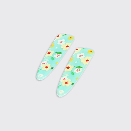 Set of 2 Daisy Hair clips- Blue