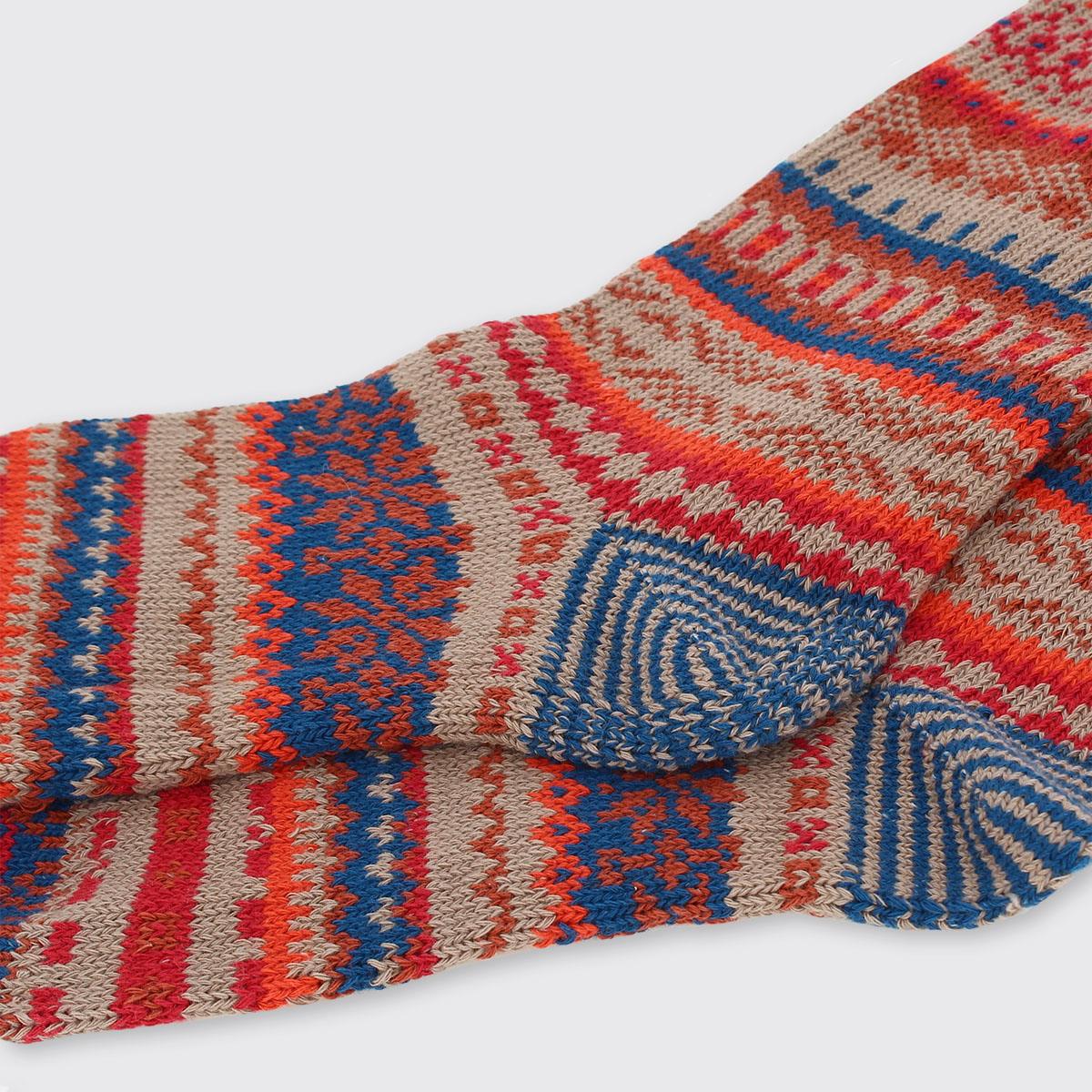 Men's Fairisle Socks - Red/Blue