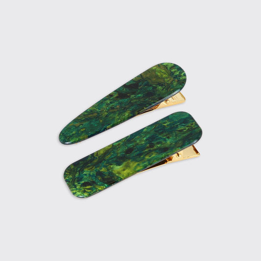 Athena Set of 2 Hair Clips - Green