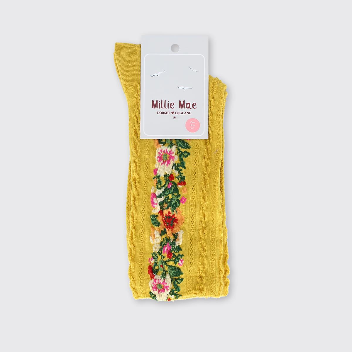 Floral Garland Socks Ochre