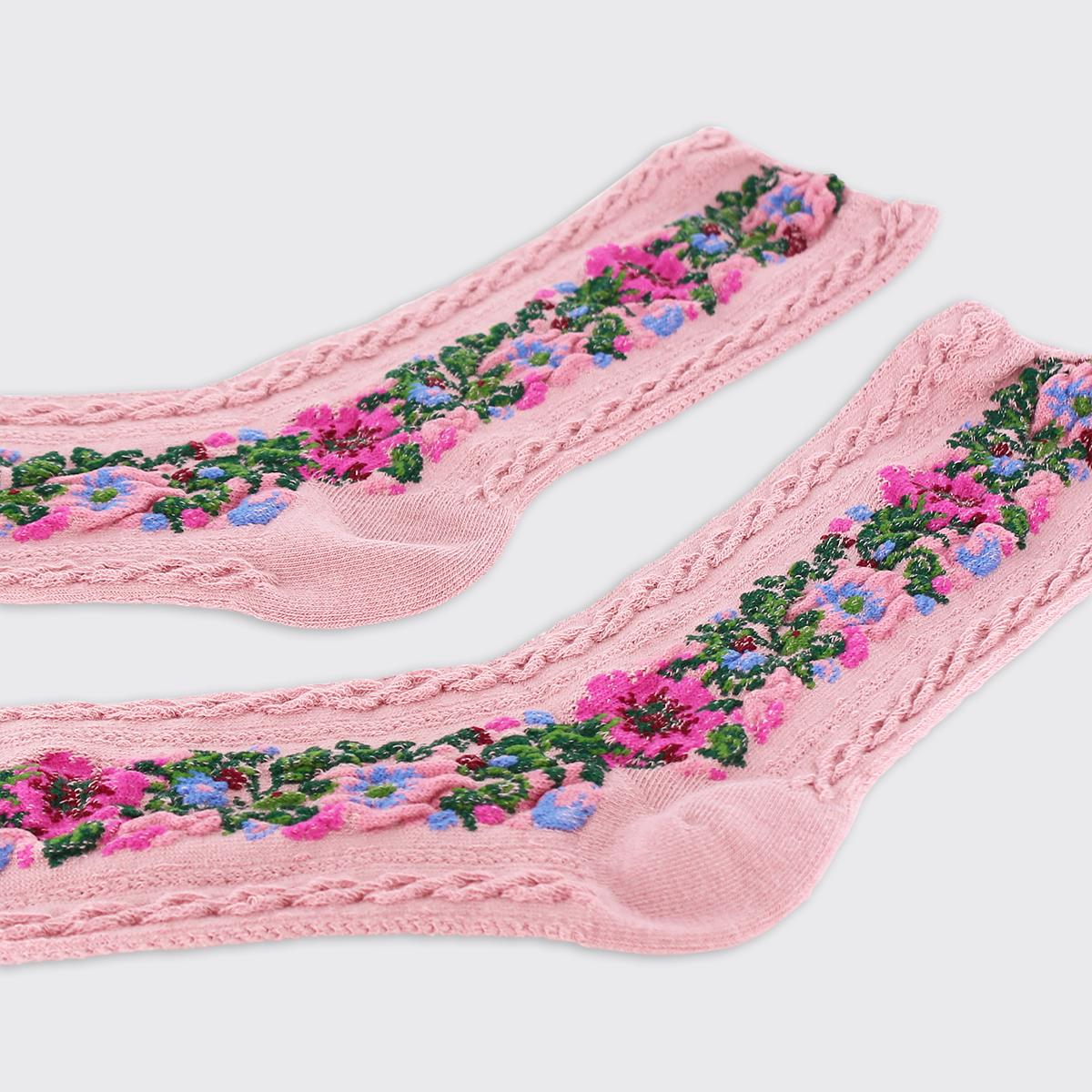 Floral Garland Socks Mauve