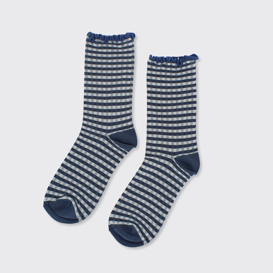 Gingham Socks - Navy