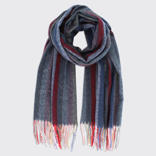 Men's Striped Scarf - Blue / Multi Colour
