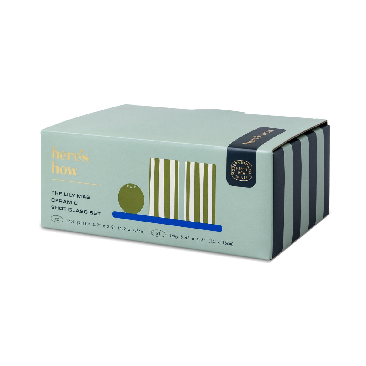 Ceramic Tequila Shot Glass Set - Cobalt + Olive