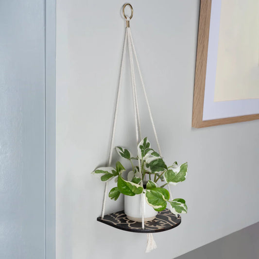 Hanging Plant Shelf (Small) Abstract Black