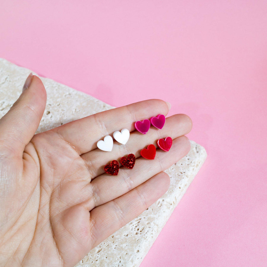 Pink Hearts Stud Earrings