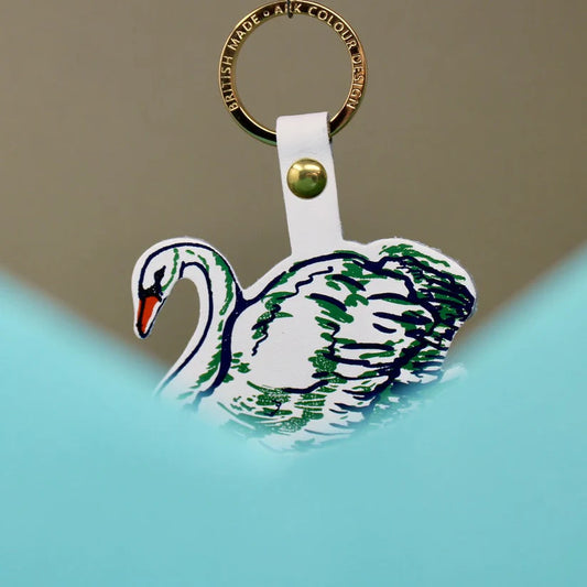 Leather Swan Novelty Keyring