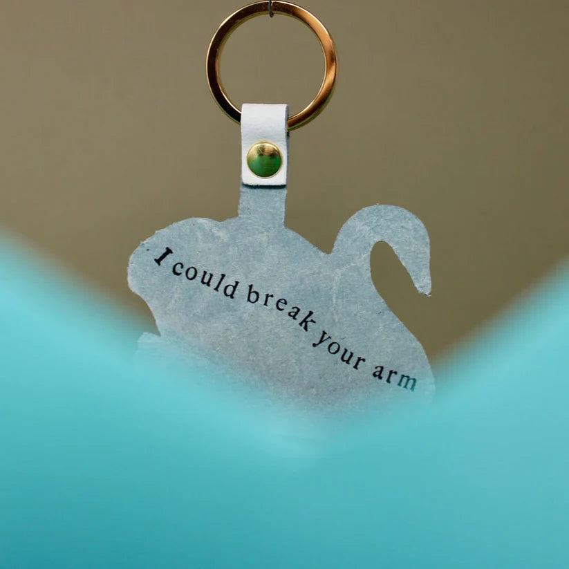 Leather Swan Novelty Keyring