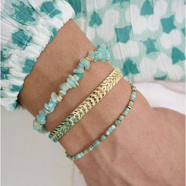 Iztac Turquoise Ombré Gold Woven Bracelet