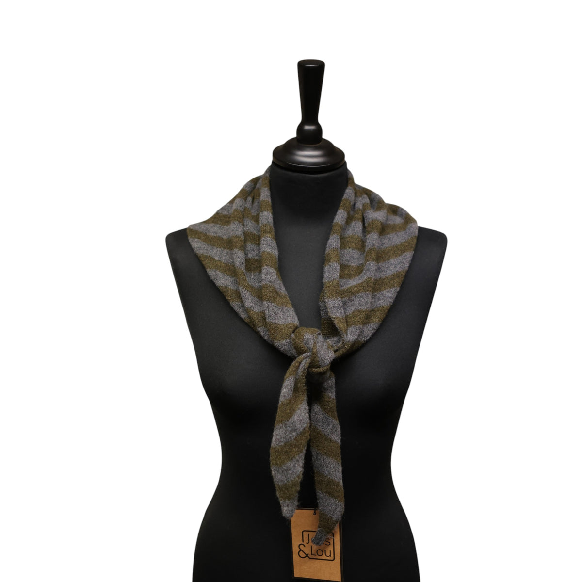 Khaki and Grey Stripe Triangle Scarf