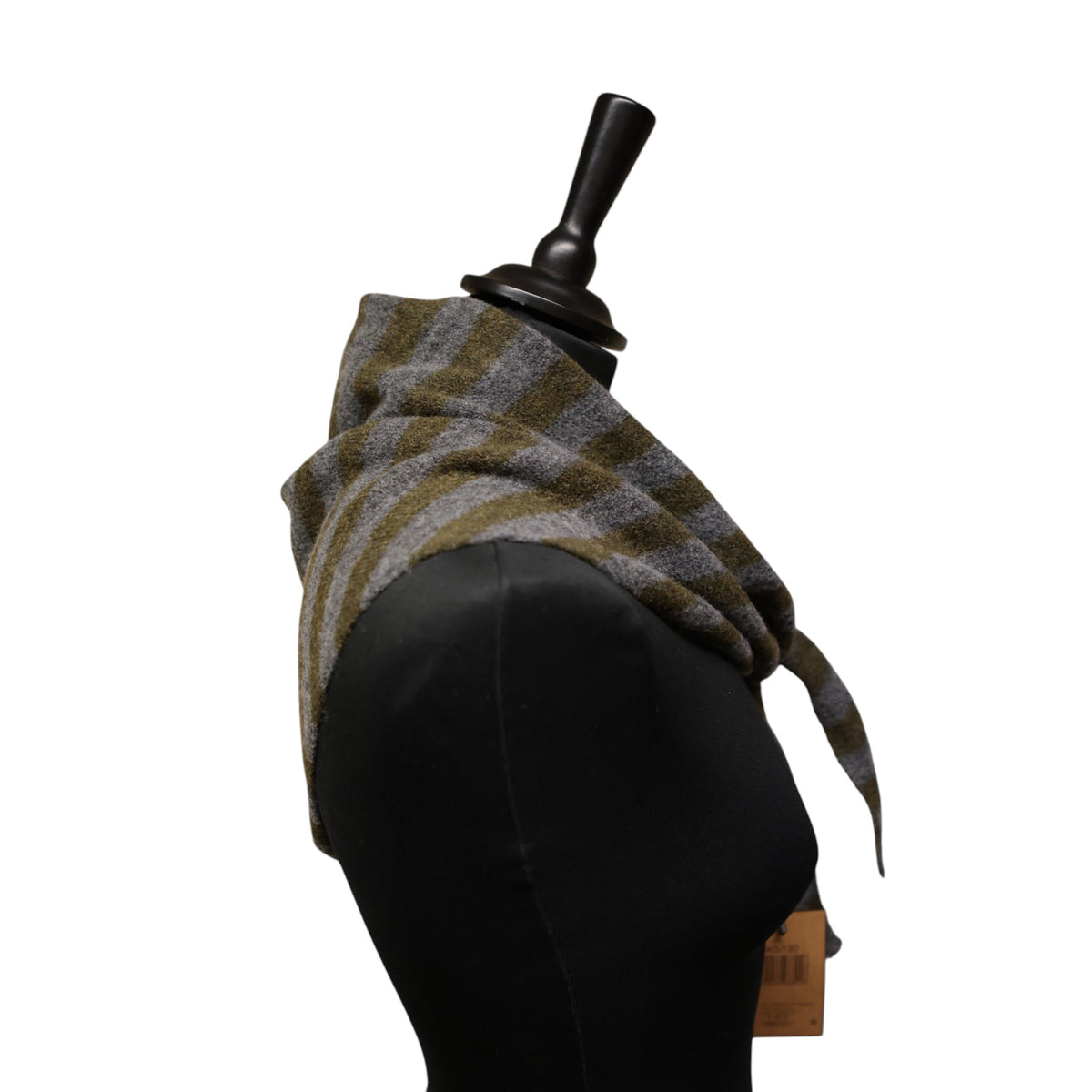 Khaki and Grey Stripe Triangle Scarf