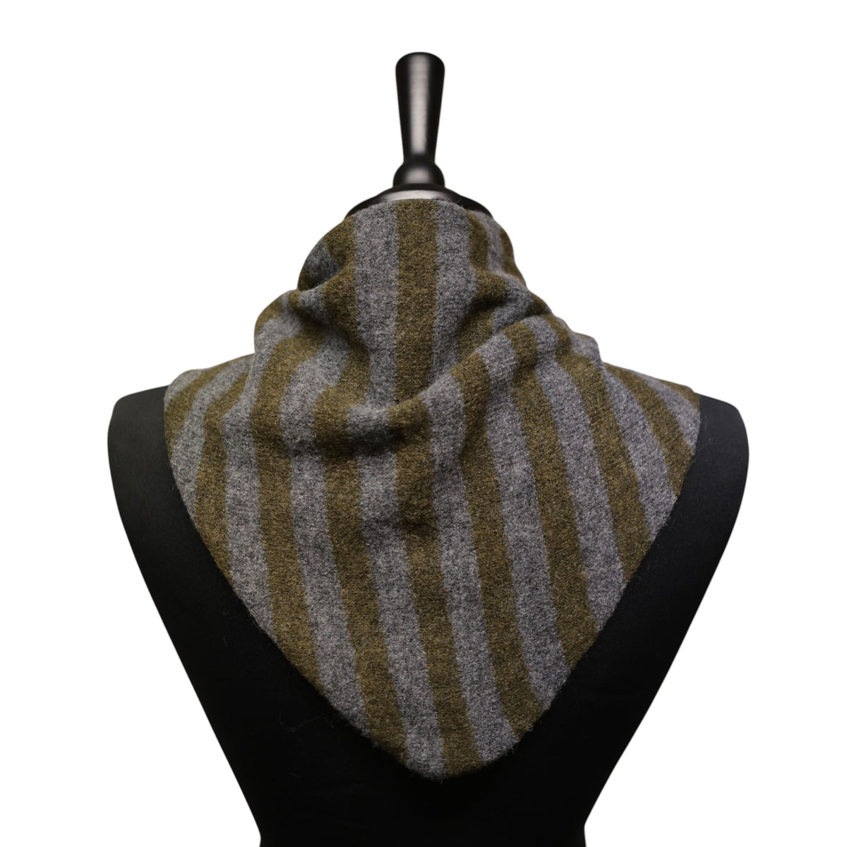 Khaki and Grey Stripe Triangle Scarf