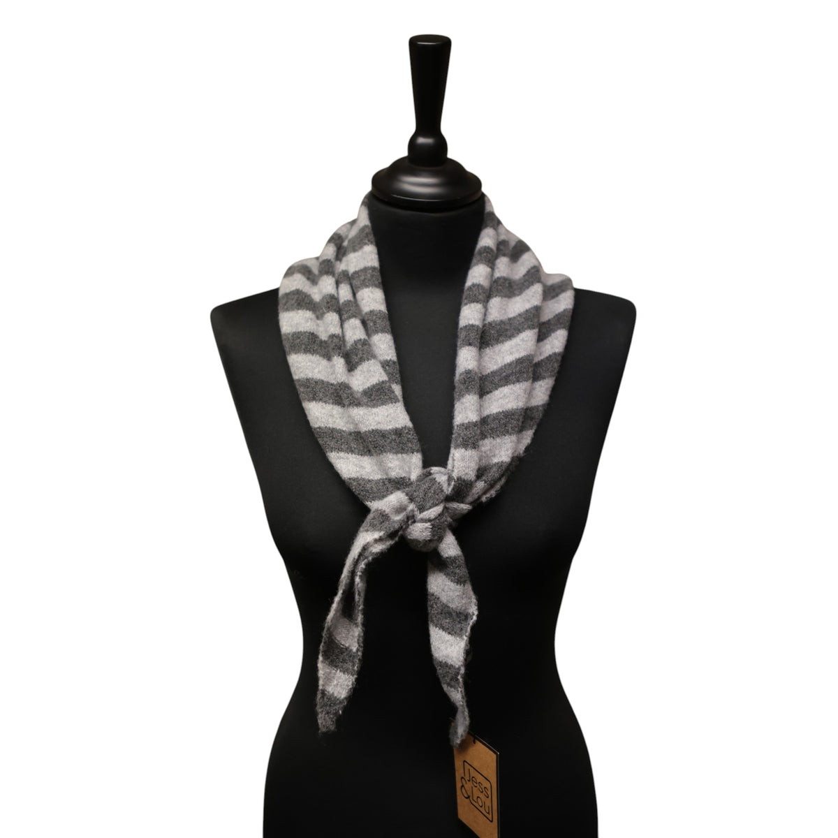 Grey and Charcoal Stripe Triangle Scarf