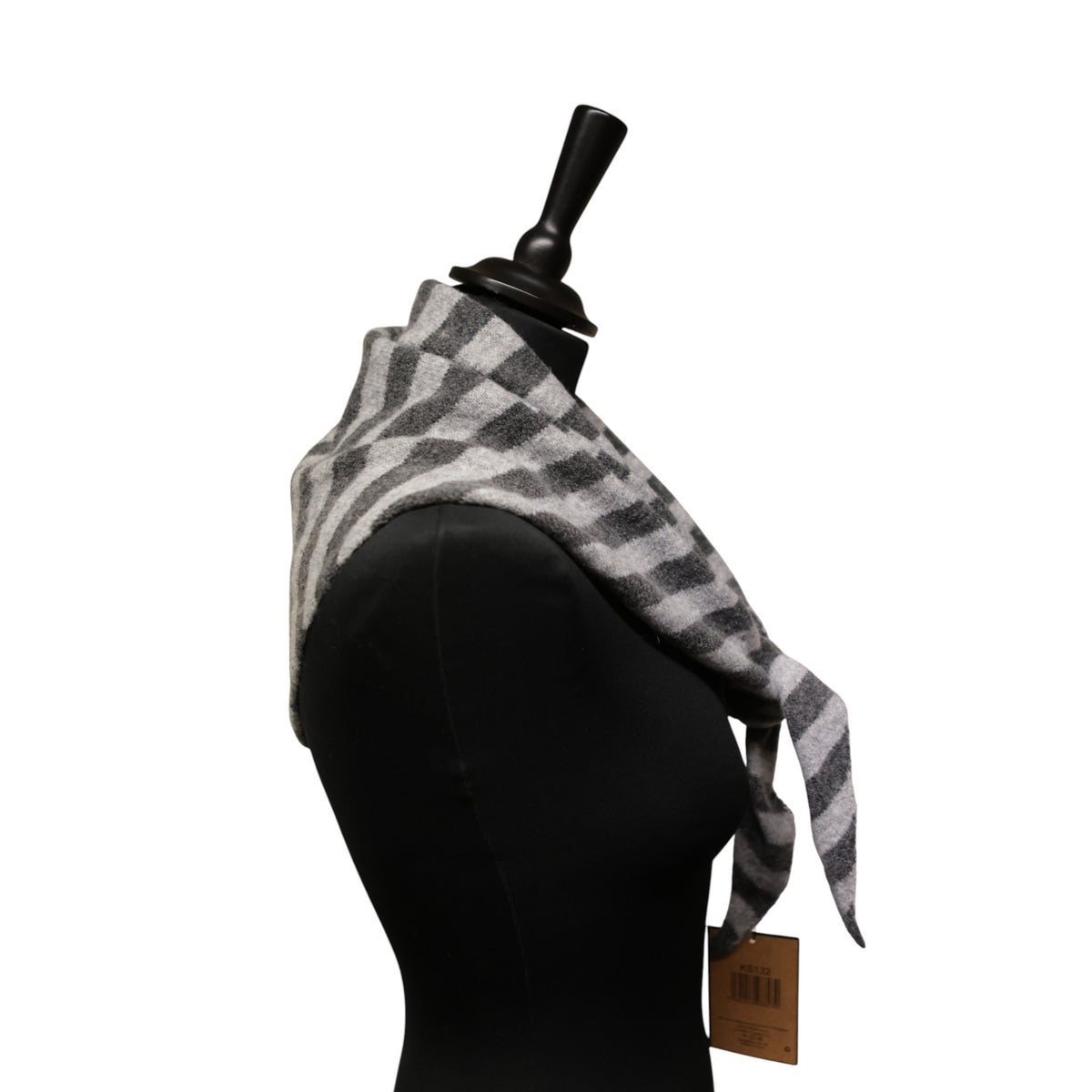 Grey and Charcoal Stripe Triangle Scarf