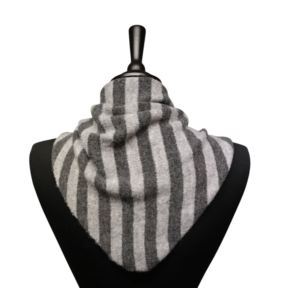 Grey and Charcoal Stripe Triangle Scarf