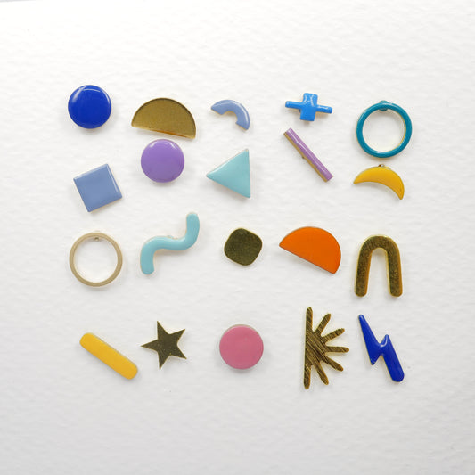 Mismatch Studs - Gold and Teal Open Circles