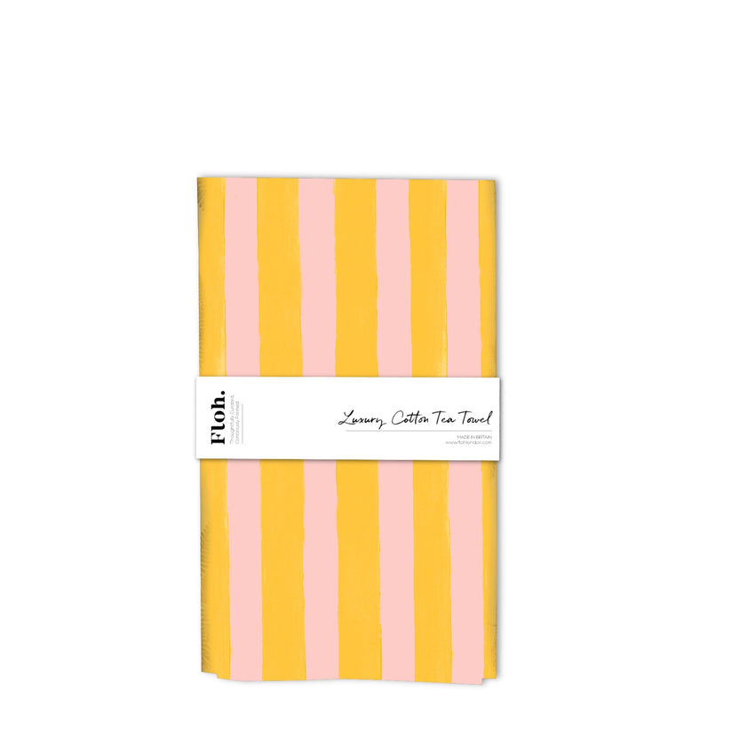Mango and Peach Stripes Tea Towel