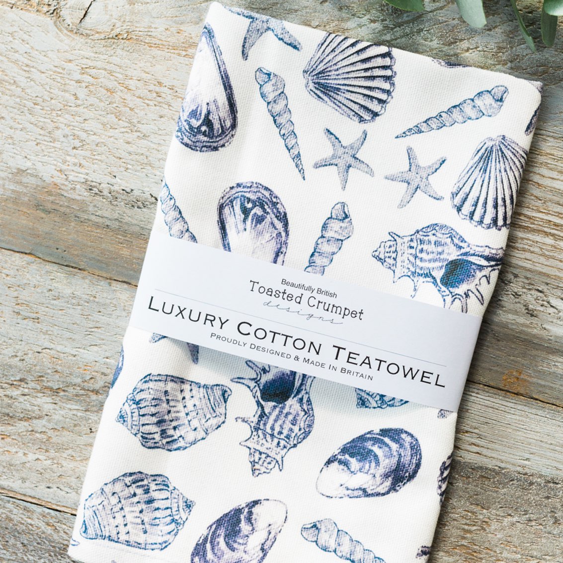 Inky Shells (Pure) Tea Towel