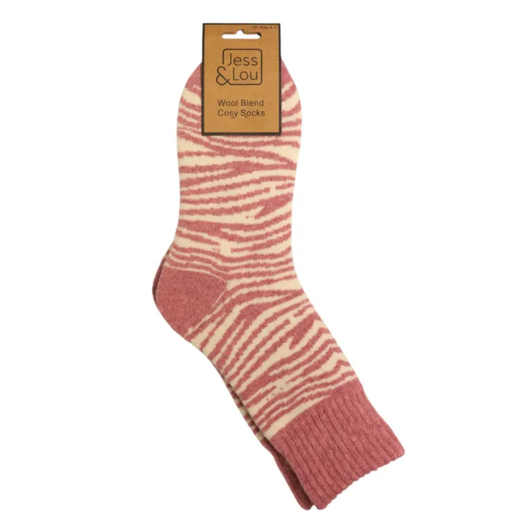 Zebra print cosy socks - 3 colours