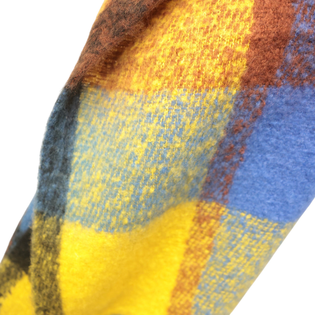 Mustard & Blue Checked Chunky Winter Scarf