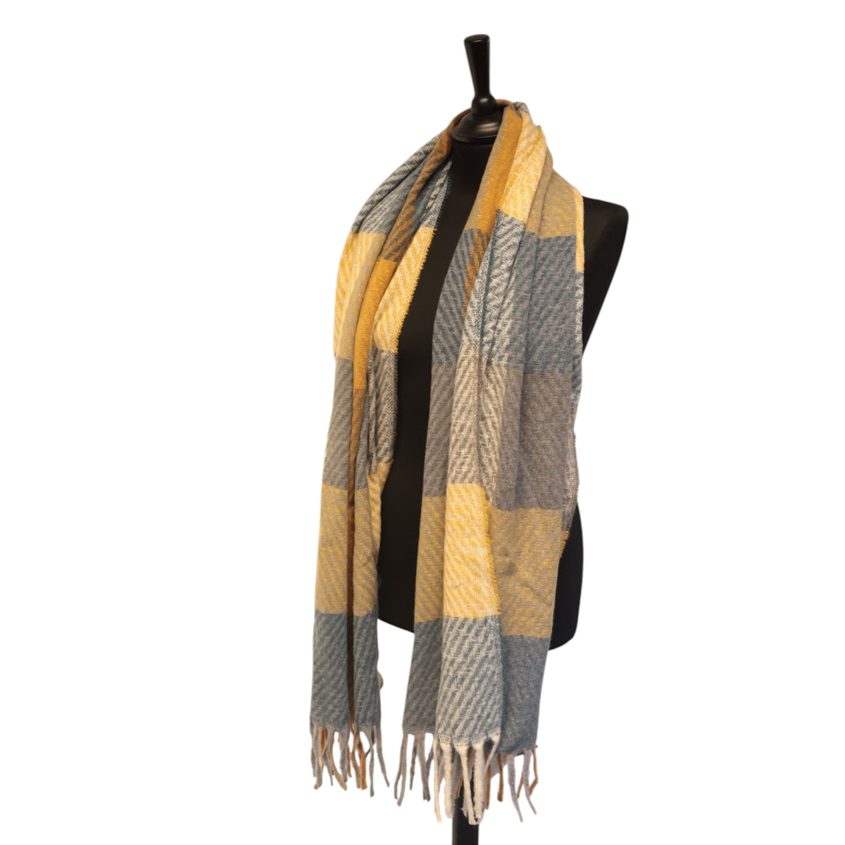 Denim & Rust Checked Winter Scarf