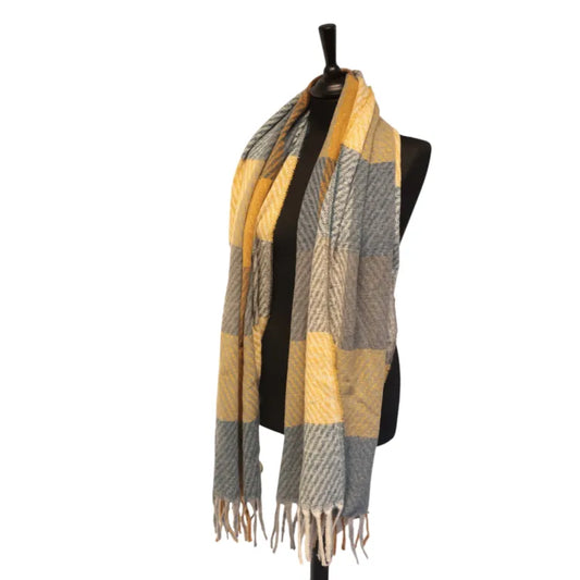 Denim & Rust Checked Winter Scarf