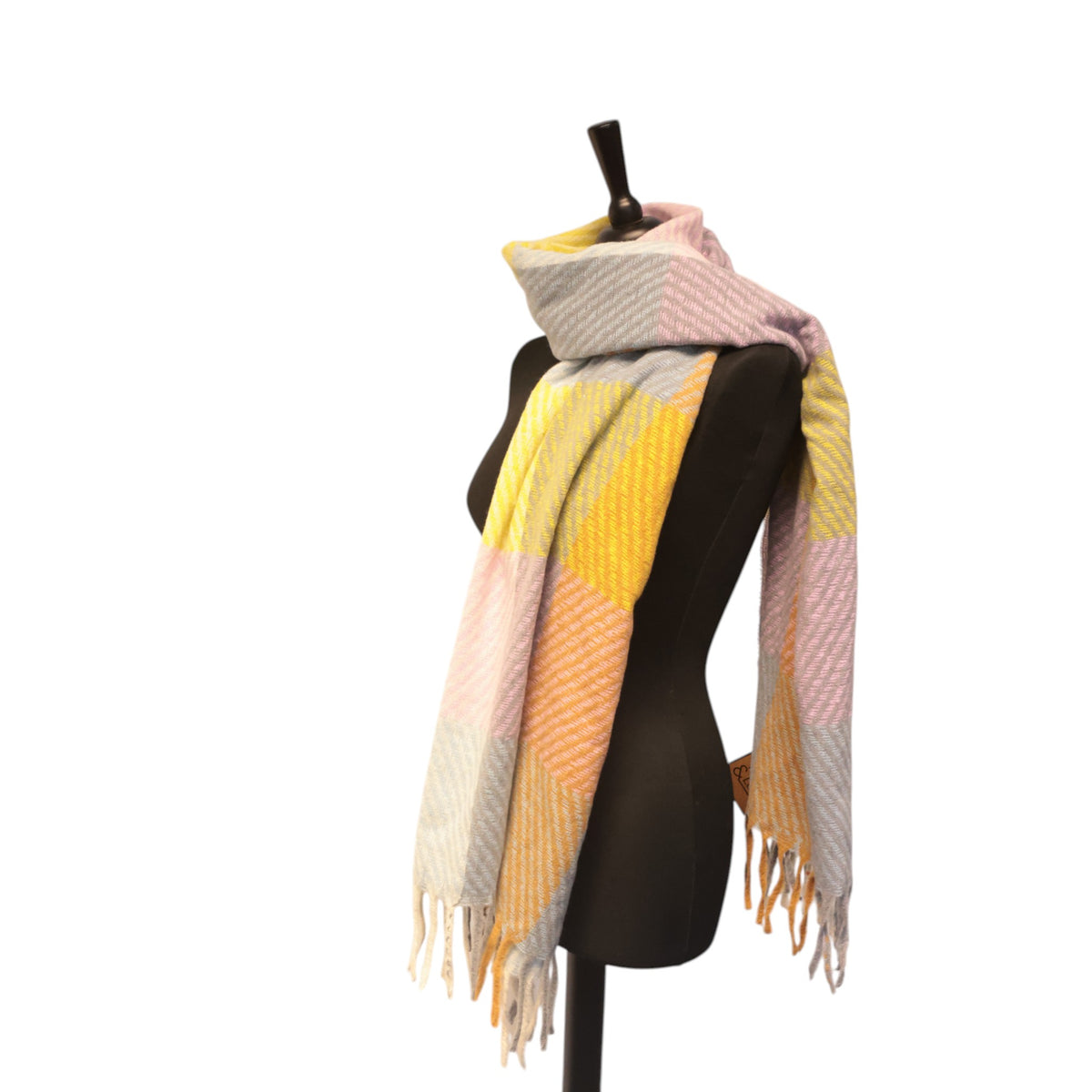 Lilac & Cornflower Checked Winter Scarf