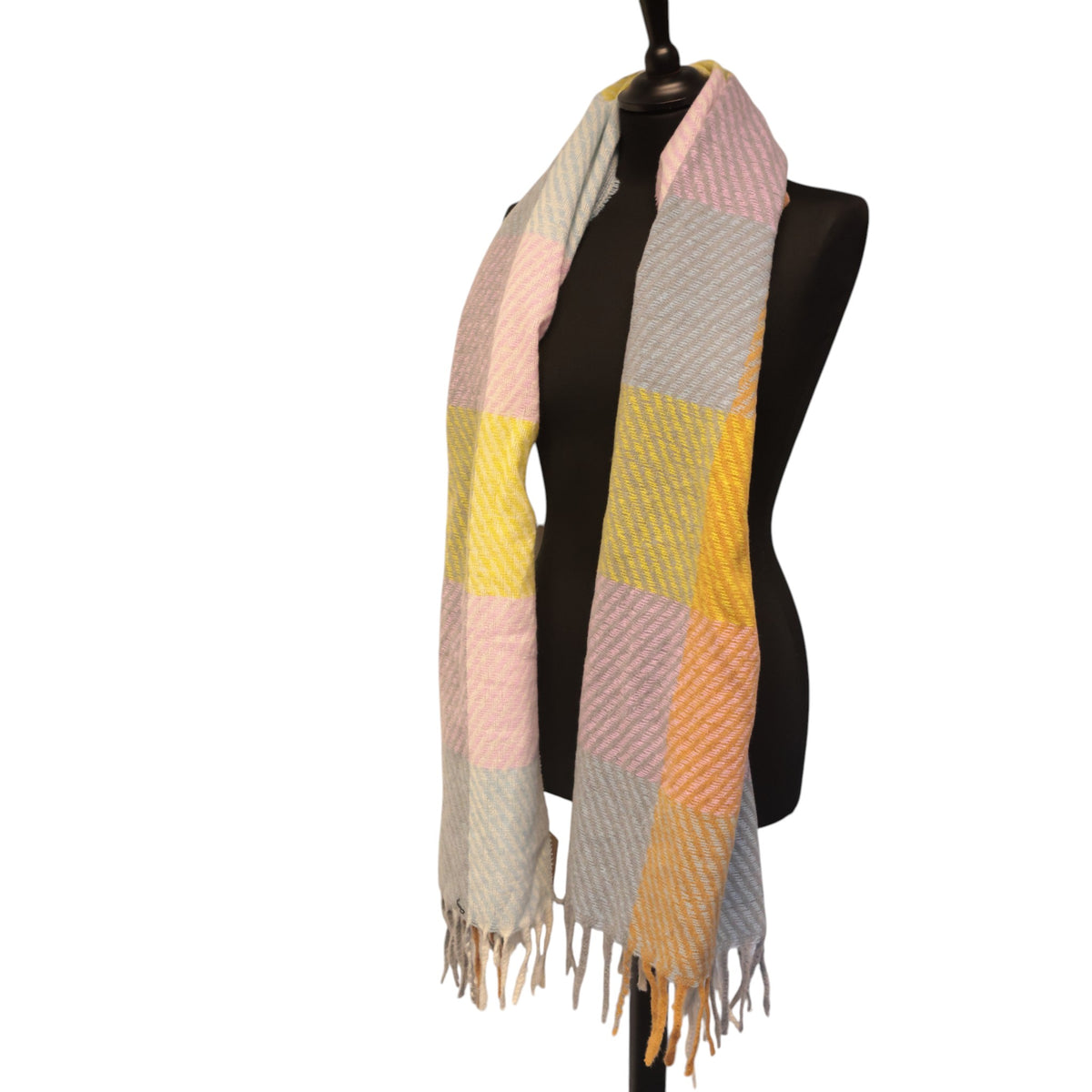 Lilac & Cornflower Checked Winter Scarf