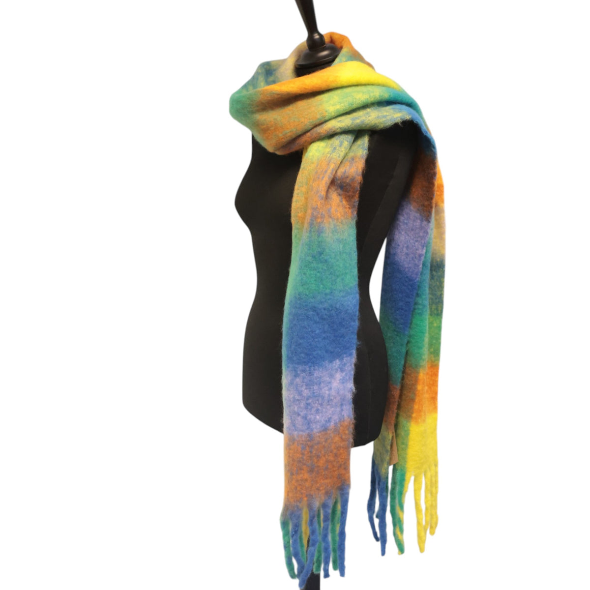 Blue’s, Greens & Yellow Check Chunky Winter Scarf